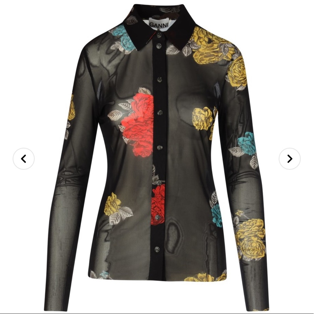 Ganni floral mesh button down. Worn once. Great condition. Sz. 34 / xs